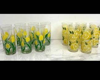 Lot 4811 Vintage Culver Lemon Tulip Glasses