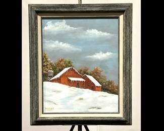 Lot 4819 Vintage Winter Landscape Painting Signed Monley Wall Art