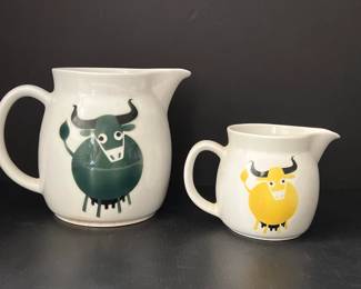 Lot 4539 Vintage Arabia of Finland Bull Cow Pitchers