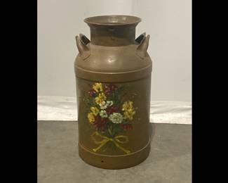 Lot 3992 Vintage Hand Painted Metal Milk Jug