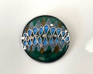 Lot 4721 Vintage Norman Grant Scottish Sterling Silver Enamel Brooch Pendant