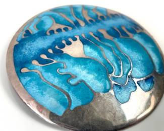 Lot 4722 Vintage Norman Grant Scottish Sterling Silver Enamel Brooch Pendant