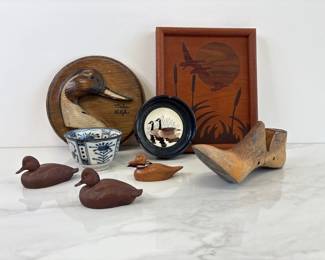 Lot 4682 Hand Carved Woodwork Duck, Duck, Goose Plaques Decoys