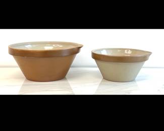 Lot 4825 French Stoneware Mixing Bowls w Pour Spouts