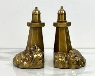 Lot 4808 Brass Lighthouse Bookends PM Craftsman