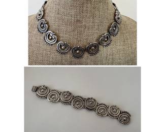 Lot 4736 Los Castillos Taxco Sterling Silver Necklace Bracelet