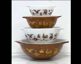 Lot 4803 Vintage PYREX Early American Cinderella Nesting Bowls