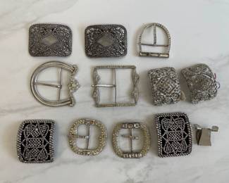Lot 4720 Vintage Metal Shoe Clips Belt Buckles