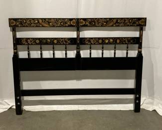 Lot 4964 Vintage Hitchcock Black and Gold Stencil Painted Headboard Full Size