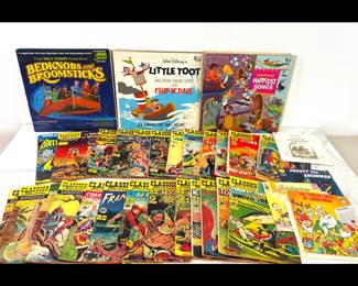 Lot 4687 Vintage Childrens Books Vinyl Records Disney others Illustrated Classics