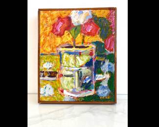 Lot 4515 Vintage Flowers In Vase Painting Wall Art