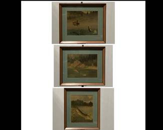 Lot 4667 Vintage Fishing Lynn Bogue Hunt Prints Wall Art