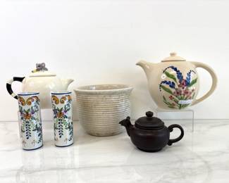 Lot 4688 Teapots Emerson Creek Pottery Porto Vases Cache Pot Planter