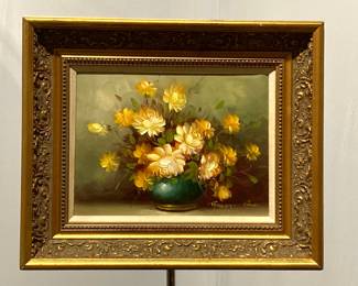 Lot 4818 Vintage Robert Cox Floral Still Life Painting Wall Art