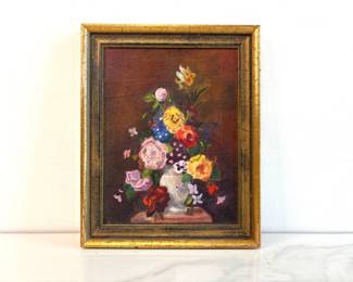 Lot 4605 Vintage Floral Still Life Oil Painting
