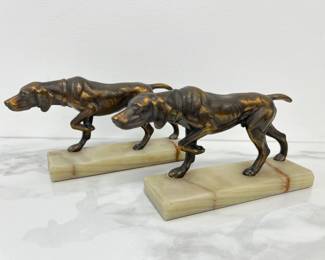 Lot 4541 Vintage Bronze Pointer Dog Bookends