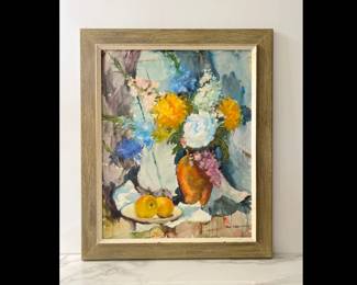 Lot 4567 Vintage Floral Still LIfe Oil Painting Ethel Porter