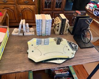 Book ends and decorative mirrors