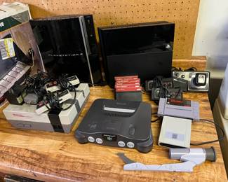PS3 and PS4 in working condition; Nintendo game systems, game cartridges, and controllers as is.