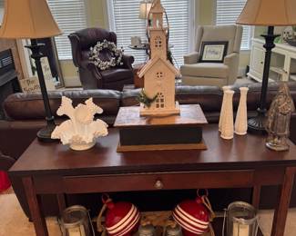 Sofa table and decor 