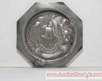 Art Nouveau high relief portrait plate