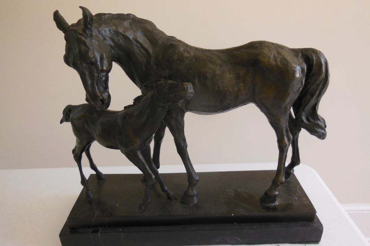 bronze horse and foal