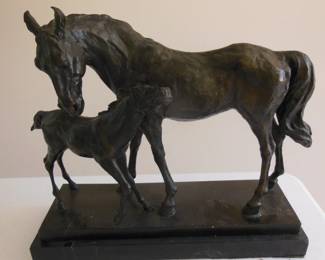 bronze horse and foal