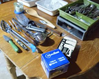 kitchen ware and drop leaf table