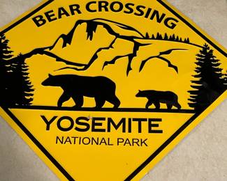 Yosemite Bear Crossing Metal Sign