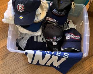 Sports t-shirts baseball caps full bin never worn!