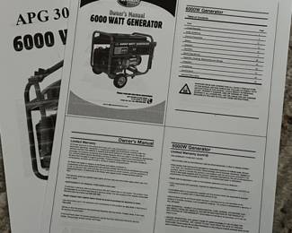 Manual for generator for the All Power Generator 6000 watt seen on this sale.