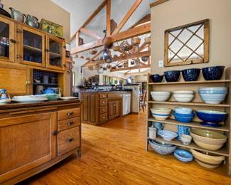 Hoosier Cabinet & Vintage Bowls.  Photo by: Ginger Snapper Photography.