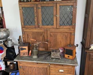 Refinished Hutch, with Zinc top... Beautiful!