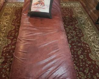 Antique Fainting Sofa in Maroon Leather 