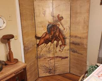 "BUCKIN BRONC TIME"   4 panel screen