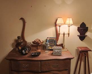 Antique dresser Brass oil lamp
