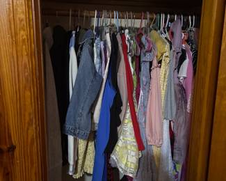 An assortment of girls and ladies, clothes, and shoes
