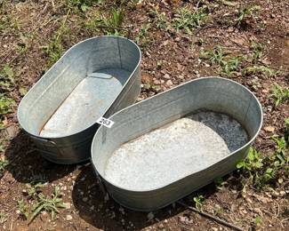2 SMALL GALVANIZED METAL TUBS
