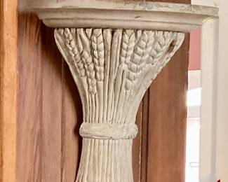 Wooden carved wheat sconce