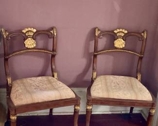 Pai of Beautiful gilt side chairs with upholstered seats