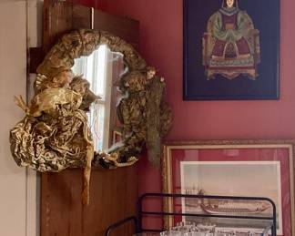 Stemware, mirror wreath