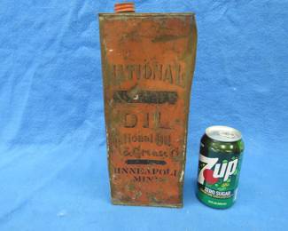 Lot 110. Antique tin container for oil from the National Oil & Grease Co. in Minneapolis