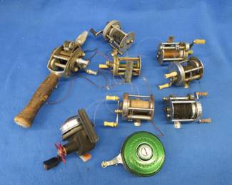Lot 261. Nine vintage fishing reels