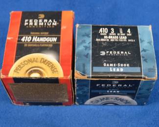 Lot 366. 15 Federal .410 3" 4-shot shotgun shells and 17 Federal .410 2 1/2" 4-shot shotgun shells