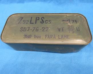 Lot 308. Sealed spam can of 7.92 (8mm) rifle ammunition. Believed to hold 380 rounds.