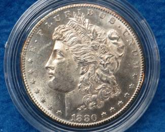 Lot 225. 1880 S Morgan silver dollar: All coins from this set are being sold individually in this auction.