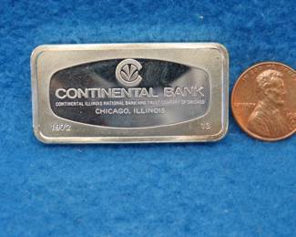 Lot 286. Franklin Mint Bank-marked sterling silver ingot. 65.29 grams.
