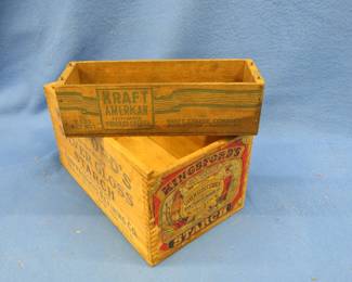 Lot 177. Vintage wooden Kingsford's Silver Gloss Starch crate in excellent condition and a vintage wooden Kraft American Cheese box