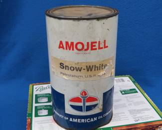 Lot 40. Vintage metal American Oil Snow-White Petrolatum can with contents