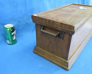 Lot 324. Wooden box 18" W x 9"H x 8 1/2" D with Christmas decorations